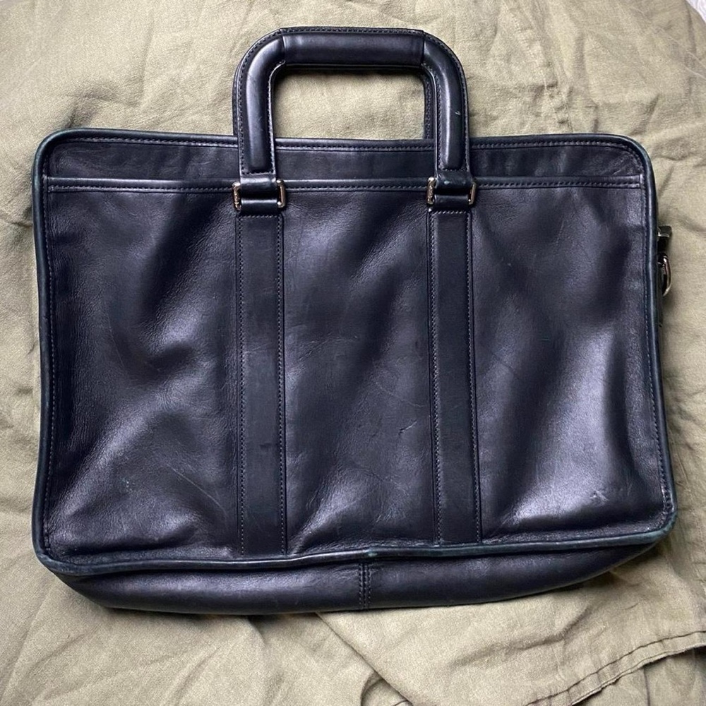 Vtg Coach Black Leather Briefcase